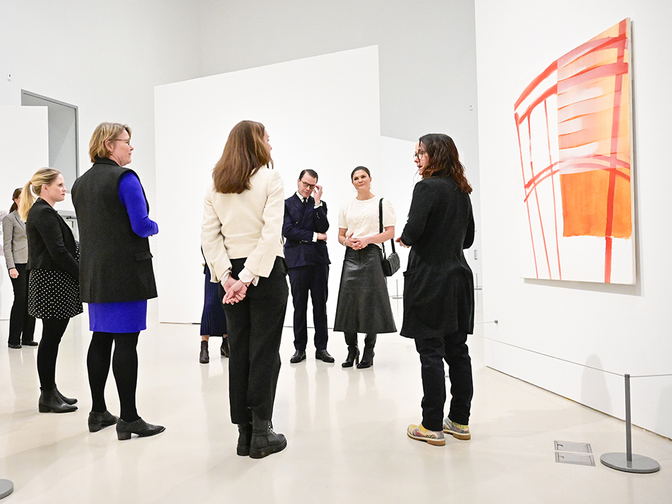 Gitte Ørskou gives a tour of one of the museum's exhibitions.
