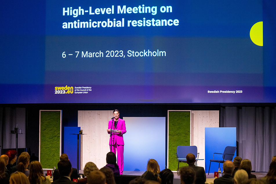 Kronprinsessan välkomnar delegaterna till Stockholm och högnivåmöte om antibiotikaresistens.