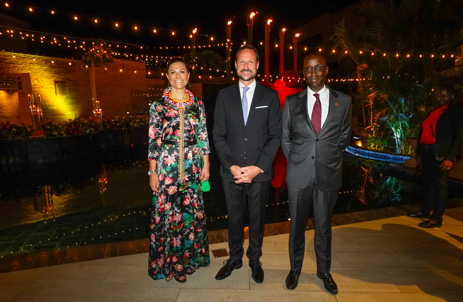 The Crown Princess of Sweden and The Crown Prince of Norway with Anthony Ngororano, the UNDP's Resident Representative in Nairobi. 