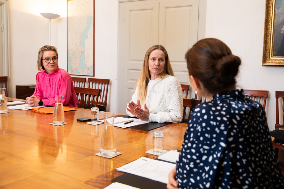 Kronprinsessan i möte med Caroline Åberg och Stina Amnebjer från UNDP.