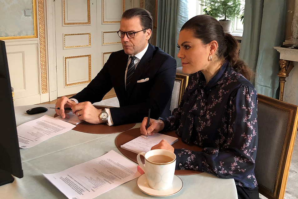 Kronprinsessparet i digitalt möte med presidiet för Sveriges förenade studentkårer.