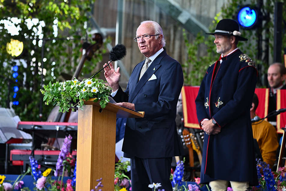 Kungen höll ett högtidstal till nationaldagsfirarna på Skansen.