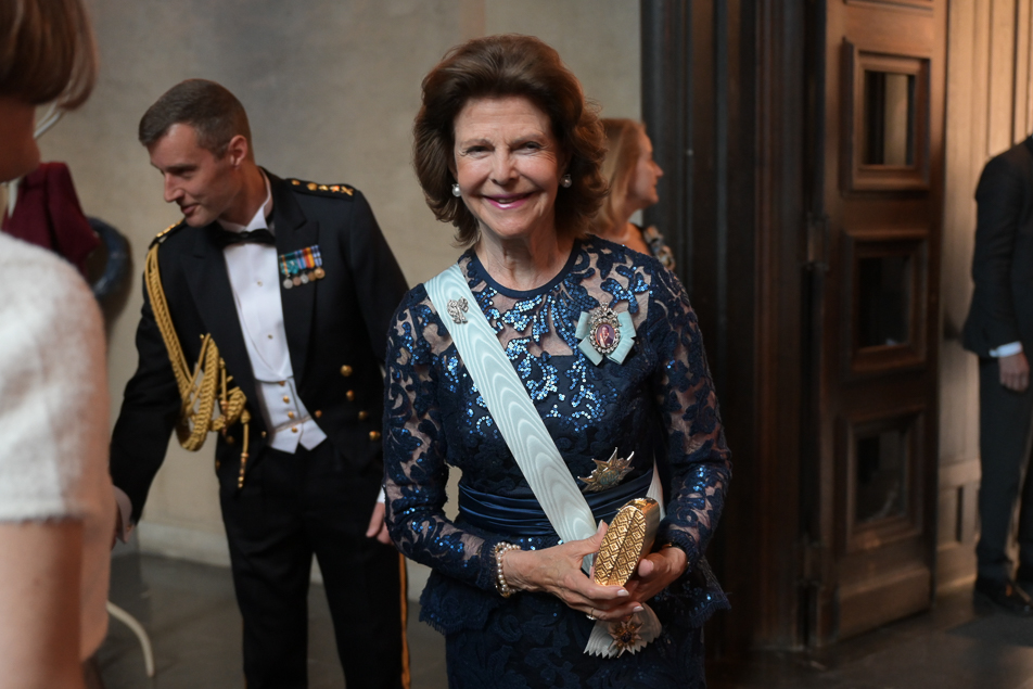 Drottningen vid högtidssammankomsten i Stockholms stadshus.