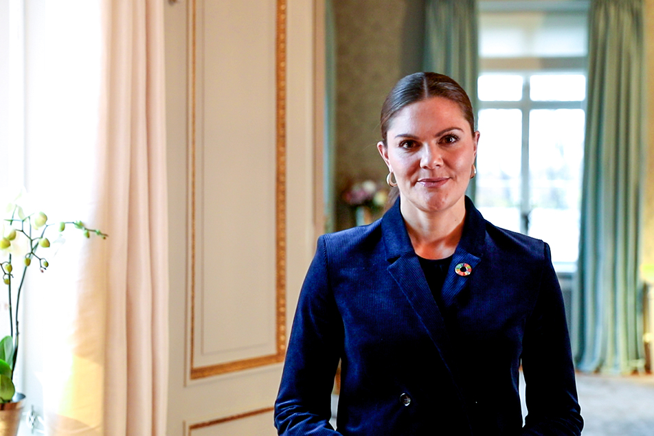 Kronprinsessan skickade en hälsning till professor Claire Kremen, vinnare av Volvo Environment Prize 2020. 
