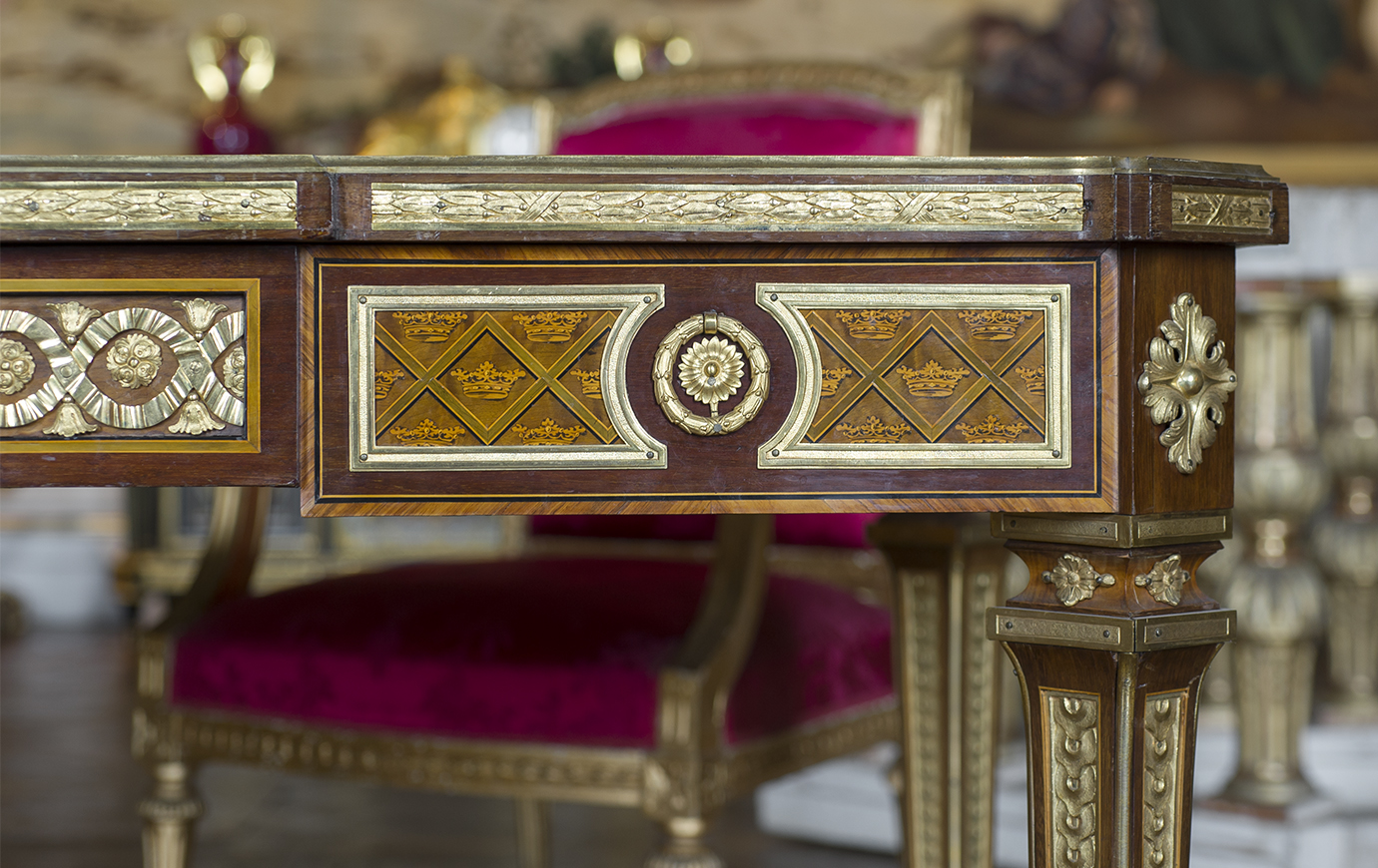 King Gustaf III's desk, built by Georg Haupt. The desk stands in King Gustav III's State Bedchamber, in the State Apartments at the Royal Palace. 