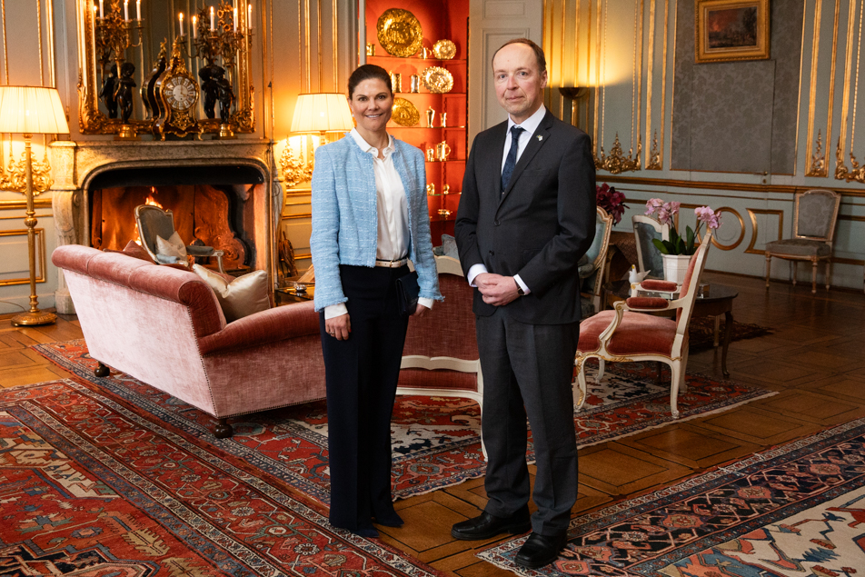 Kronprinsessan och Finlands talman Jussi Halla-aho.