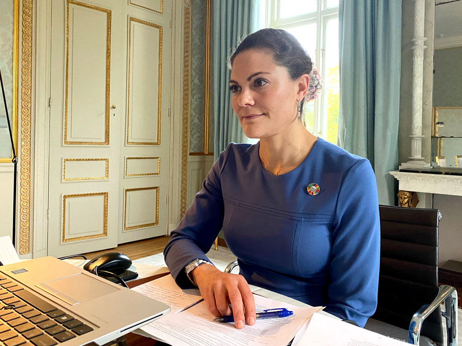 The Crown Princess attends the 2021 Virtual Keystone Dialogue from Haga Palace. 