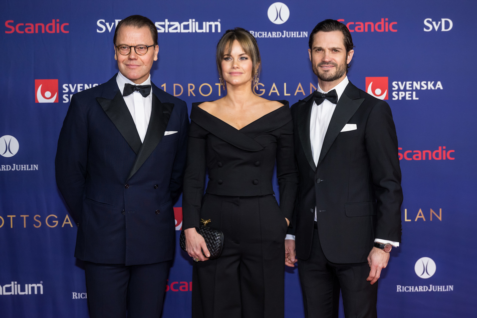 Prins Daniel, Prinsessan Sofia och Prins Carl Philip anländer till Idrottsgalan.