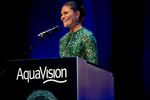 Kronprinsessan talar vid konferensen AquaVision i Stavanger, Norge. 