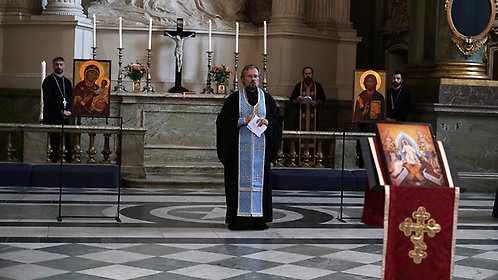 Father Cyril Hovorun during the orthodox Easter service in the Royal Chapel at the Royal Palace.