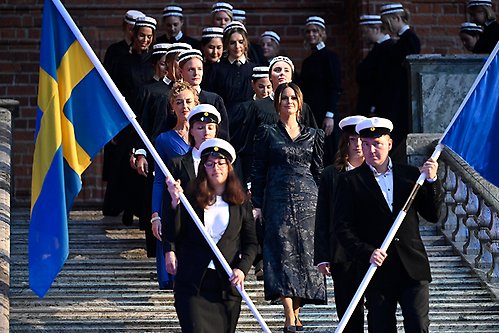 Prinsessan Sofia vid ankomsten till högtidsceremonin i Stockholms stadshus.