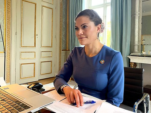 Kronprinsessan deltog vid 2021 Virtual Keystone Dialogue från Haga slott. 