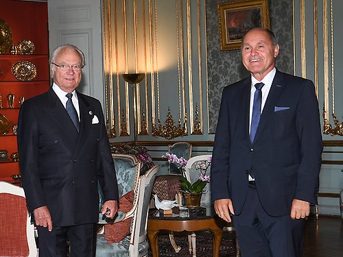Kungen tillsammans Österrikes talman Wolfgang Sobotka. 