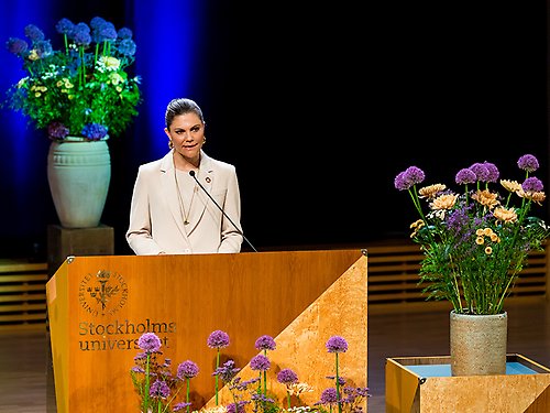 Årets Nobel Prize Summit äger rum helt digitalt och Kronprinsessans tal sändes direkt från Aula Magna på Stockholms universitet.