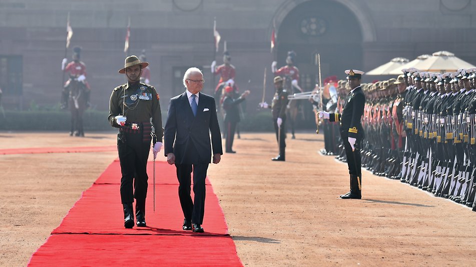 The arrival ceremony during the state visit to India in December 2019. 