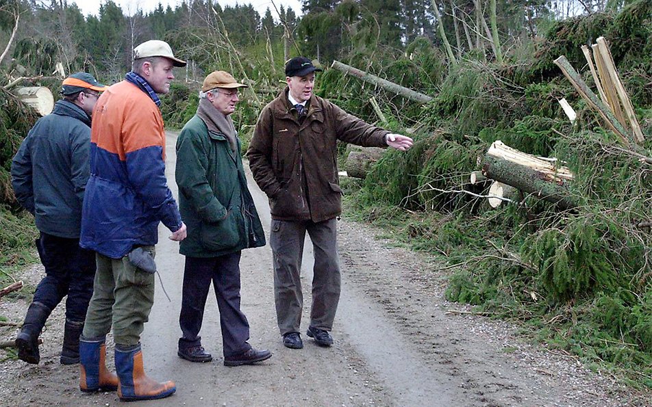 I januari 2005 besökte Kungen de områden som drabbats hårt av stormen Gudrun. Drygt ett år senare återbesökte Kungen några av områdena och fick information om skötsel och återbeskogning.