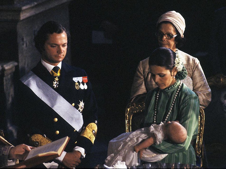 The Crown Princess's christening in the Royal Chapel at the Royal Palace on 27 September 1977. 