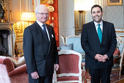 Kungen tillsammans med Norges stortingspresident Masud Gharahkhani.