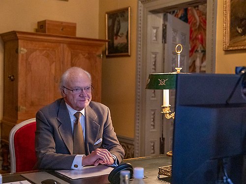 Kungen gav i dag ett digitalt företräde för riksdagens talman Andreas Norlén.