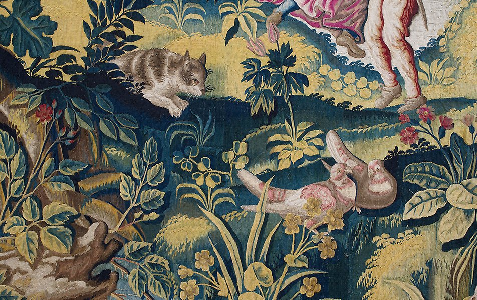 Detail from one of Queen Kristinas landscape tapestries.