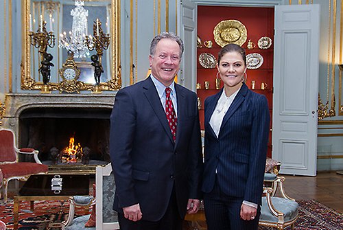 Kronprinsessan och David Beasley, vd World Food Program, vid mötet i Prinsessan Sibyllas våning. 