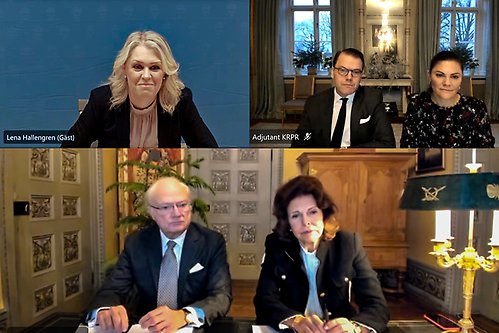 Under tisdagsmorgonen hade Kungaparet och Kronprinsessparet ett digitalt möte med statsrådet Lena Hallengren.