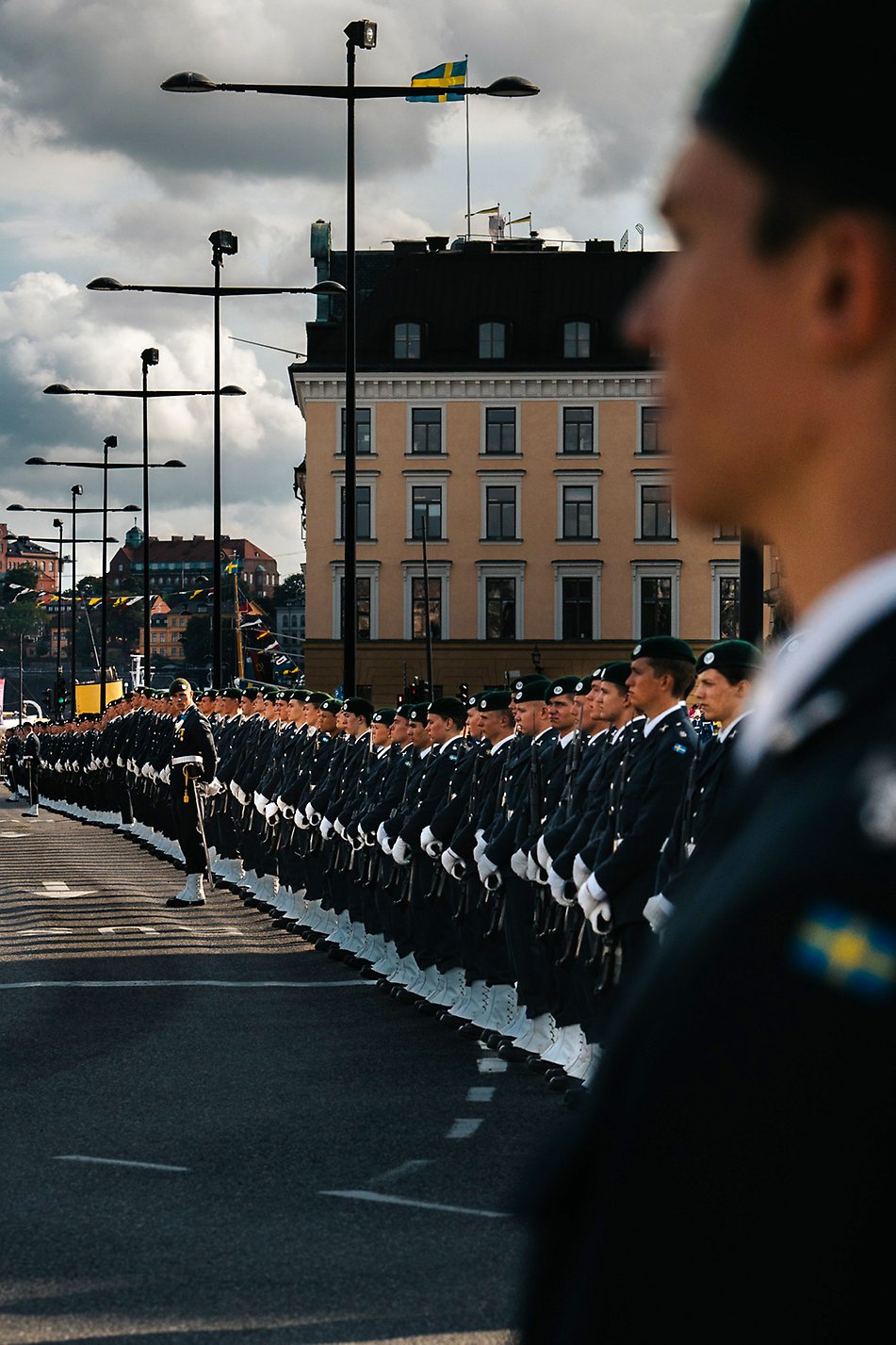 Thousands of soldiers paraded alongside the cortège route. 